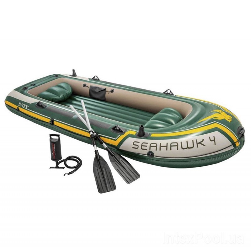 Чотиримісний надувний човен Seahawk 4 Set з веслами та насосом (Intex 68351)