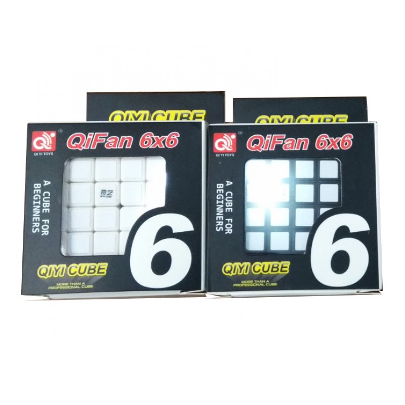 Кубик Рубіка 6х6х6 - білий/чорний пластик, наклейки (QIYI Cube EQY537)