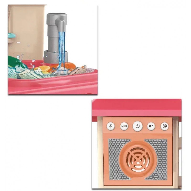 Кухня детская с водой, паром, светом и звуком, Pink (арт. 848B)