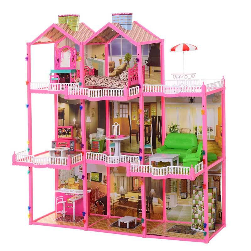 Триповерховий Будиночок для ляльок Барбі, з меблями (арт. 6992)