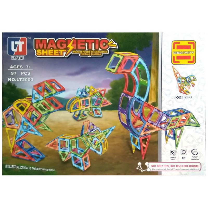 Конструктор магнітний Magnetic Sheet - Світ Динозаврів, 97 дет (MagKiss LT2003)