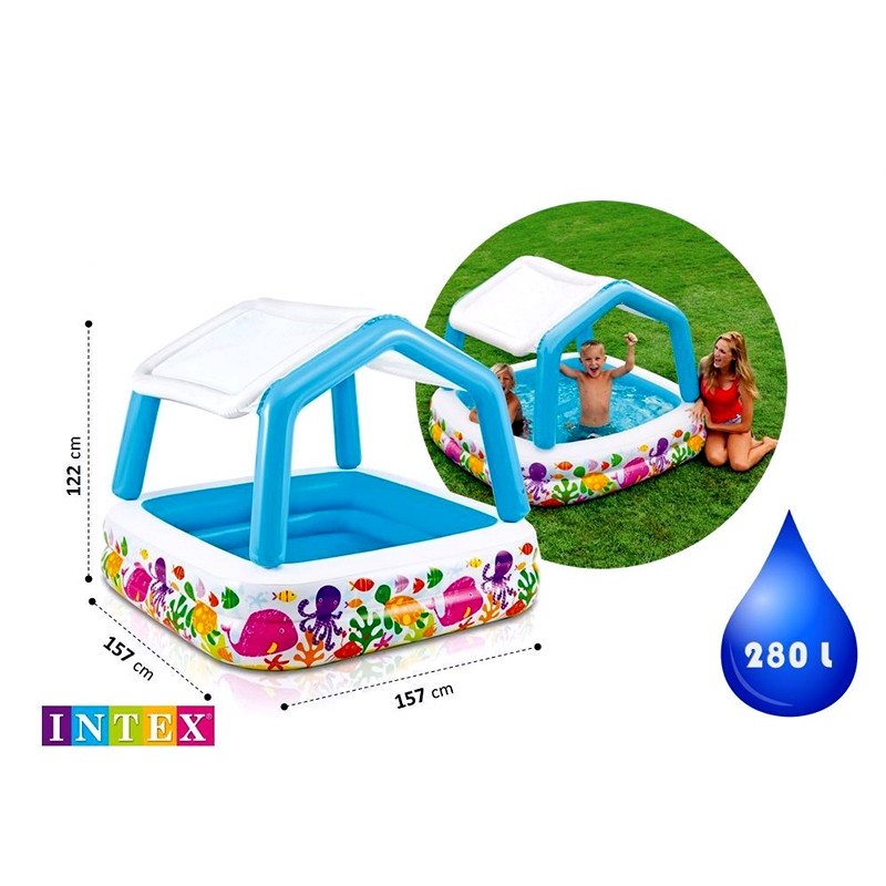 Надувной детский бассейн со съёмной крышей (Intex 57470)