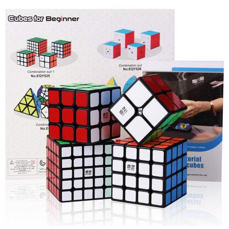 Кубик Рубіка - Набір 4 шт. - чорний пластик (QIYI Cube EQY525)