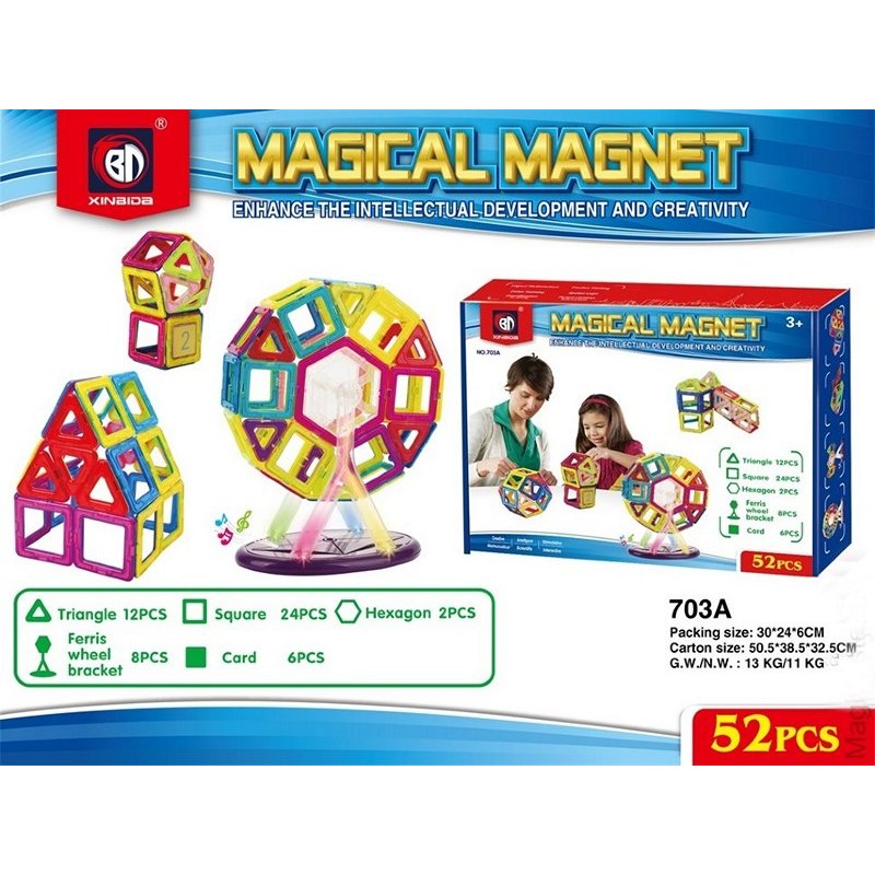 Магнитный 3D конструктор Magical Magnet, 52 дет. (арт. 703A)