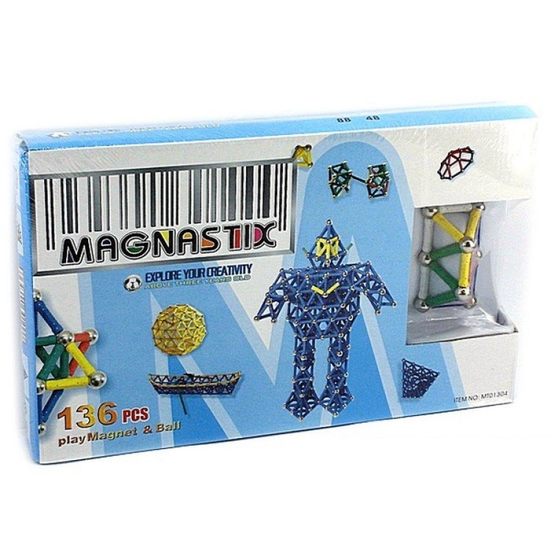 Магнітний конструктор "Кольоровий - сильні магніти 136 дет." (Magnastix MT01304)