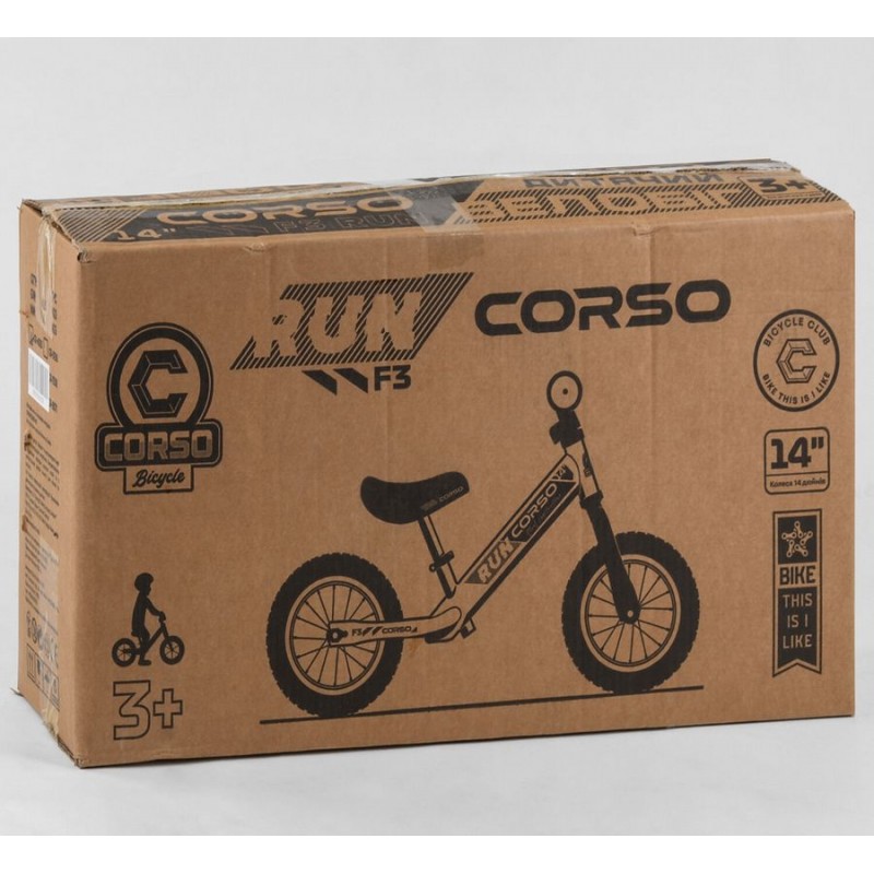 Велобіг CORSO, надувні колеса 14", алюмінієві диски (арт.CR-9571)