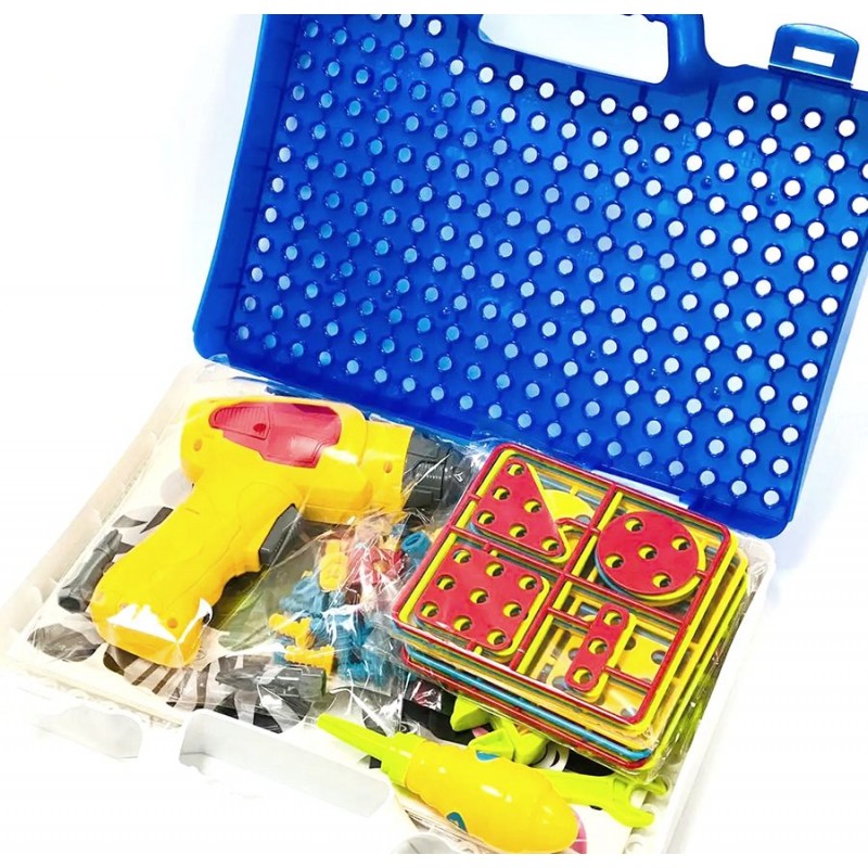 Мозаика-конструктор Животные с шуруповертом в чемодане (арт. D21A)