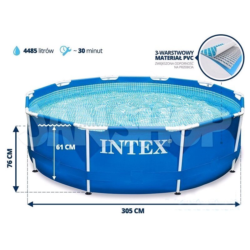 Каркасний круглий басейн Metal Frame Pool + насос (Intex 28202)