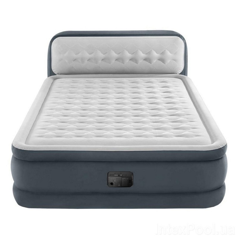 Велюрове надувне ліжко зі спинкою та вбудованим електронасосом (Intex 64448)