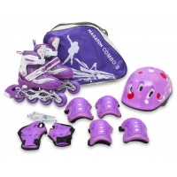 Комплект роликовых раздвижных коньков с защитой Maraton Combo S, Фиолетовый