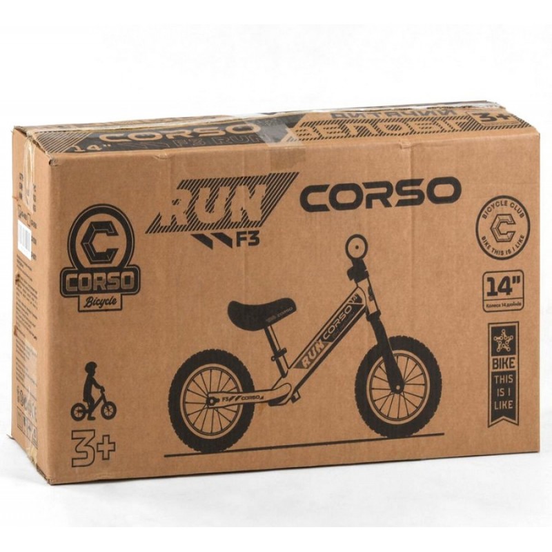 Велобег CORSO, надувные колеса 14", алюминиевые диски (арт. CR-5136)
