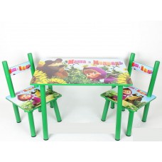 Набір дитячих дерев'яних меблів - Столик та 2 стільчики - Маша і Ведмідь