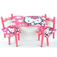 Набір дитячих дерев'яних меблів - Столик та 2 стільчики - Hello Kitty