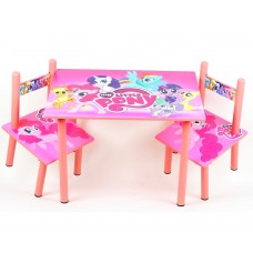 Набор детской деревянной мебели - Столик и 2 стульчика - My Little Pony